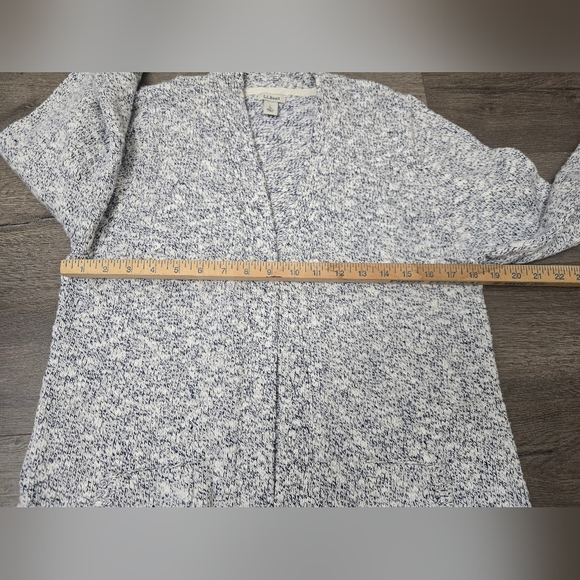 L.L. Bean Open Front Cardigan 100% Cotton Grey Warm Cozy Comfy Womens Sz Large - Picture 7 of 10